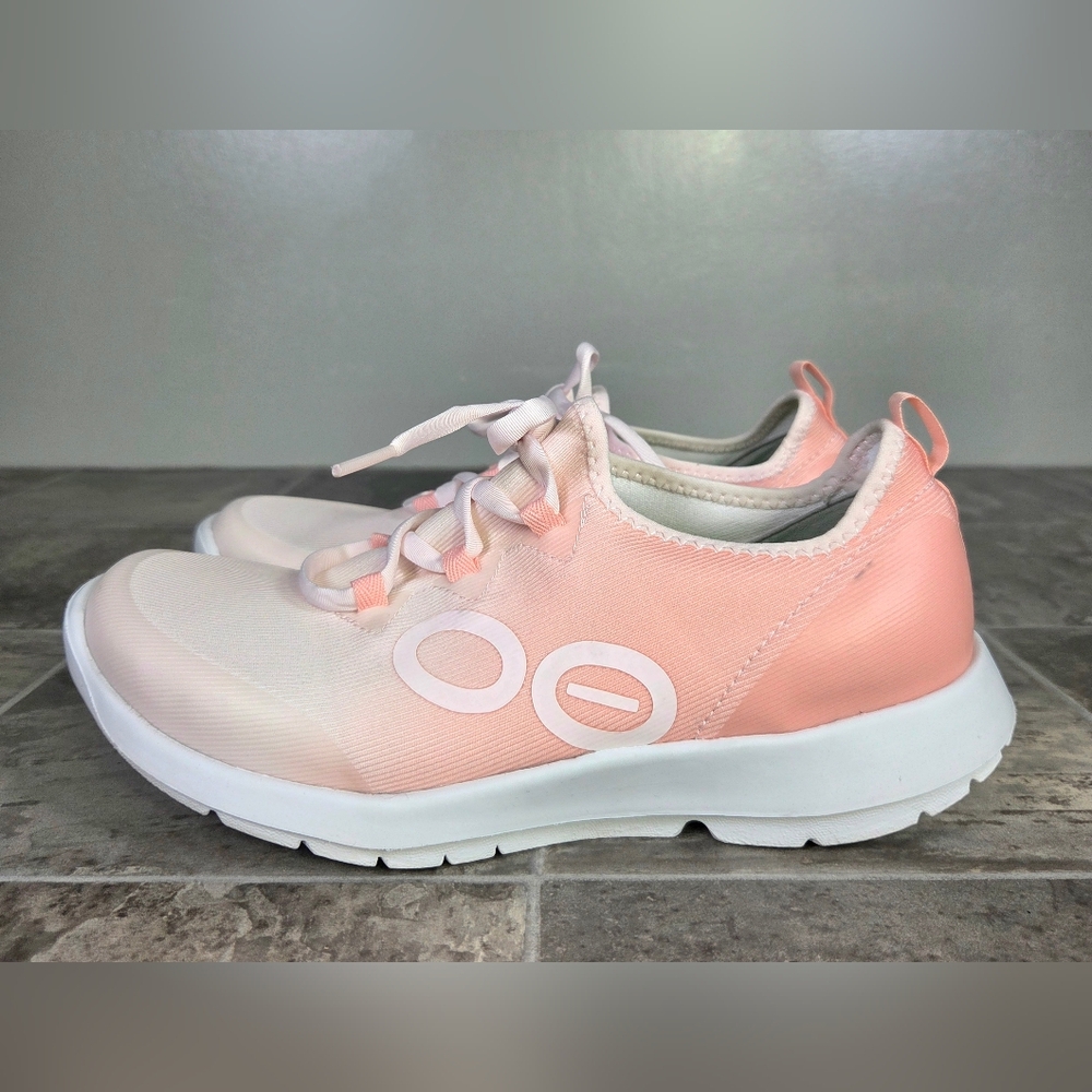 OOFOS Women's Sneakers Pink Gradient White Sole - Picture 2 of 14